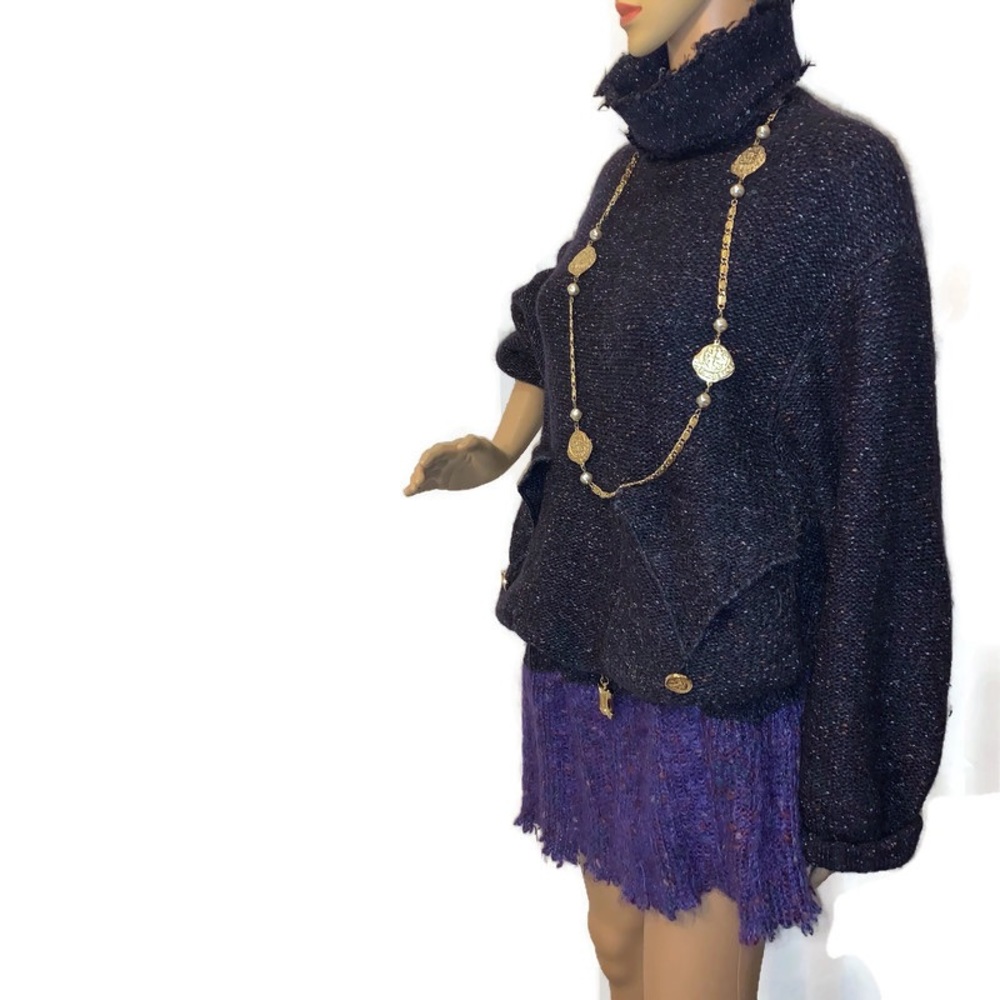 vintage CHANEL one piece ONE SIZE oversized Wool/Silk/Mohair SWEATER DRESS